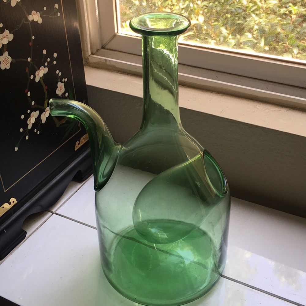 Vintage Green Glass Wine Bottle Decanter